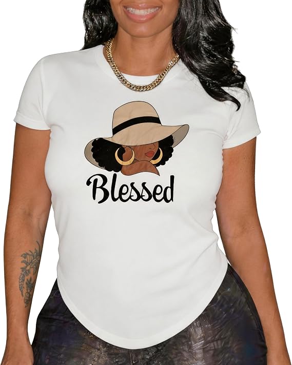 Women's Portrait Print T-Shirt Casual Short Sleeve Top