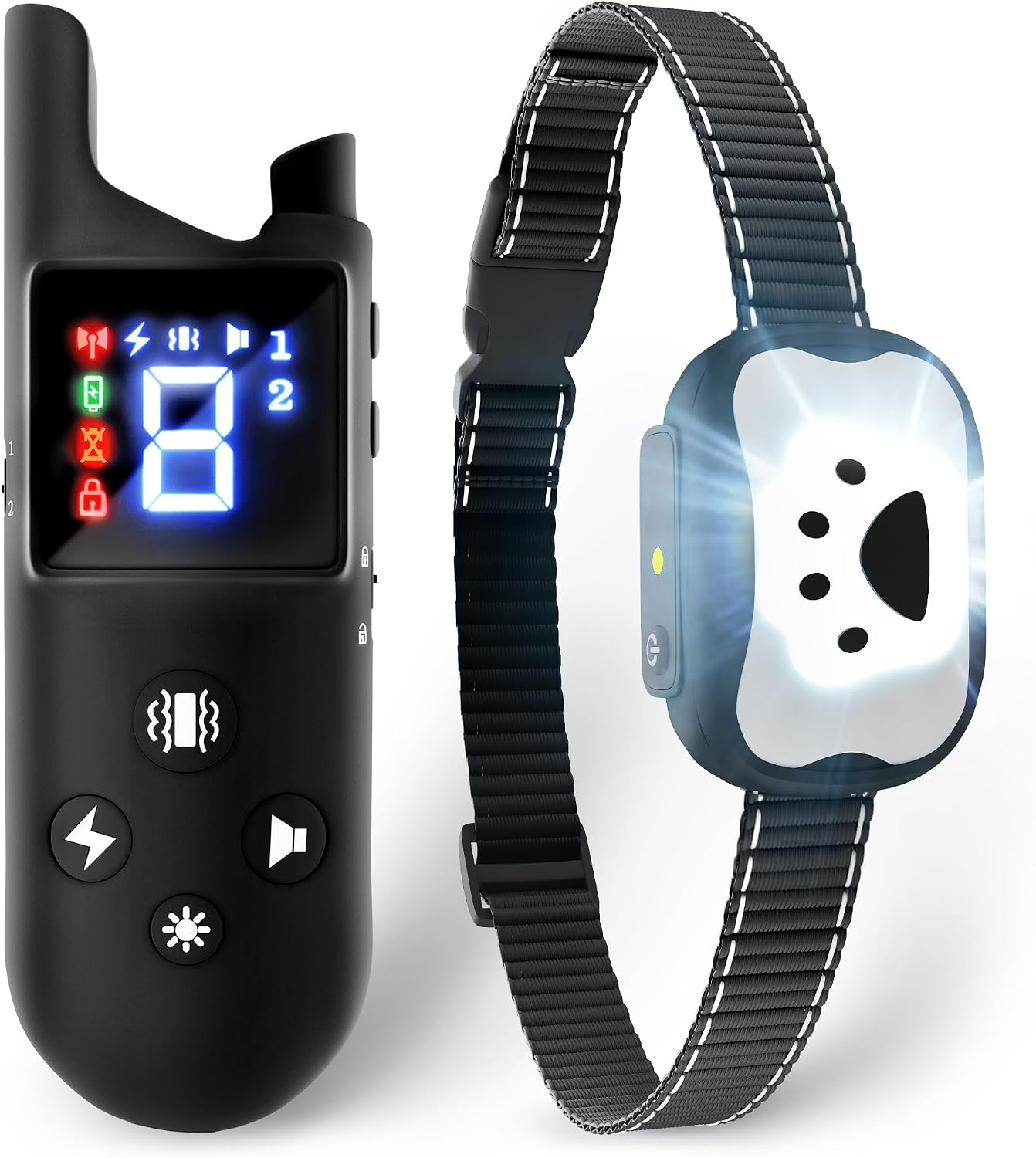 Small Size Dog Training Collar with Remote, LED Light, Waterproof - Perfect for Small Dogs 5-15lbs, 1000 Feet Range