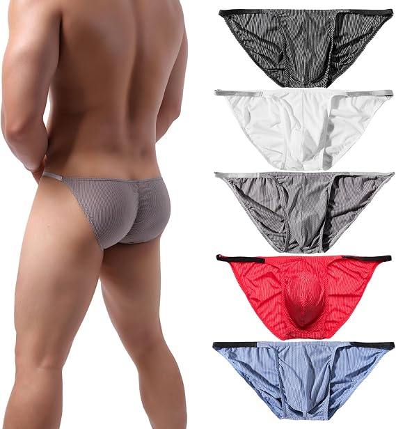 Summer Code Men's Sexy Briefs Elastic Ruched Back Bikini Underwear Pack