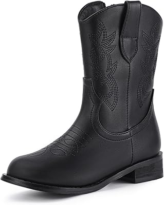 Hehainom Girls Cowboy Cowgirl Boots Boys Kids Toddler Western Mid Calf Zipper Riding Boots for Little Kid Big Kid