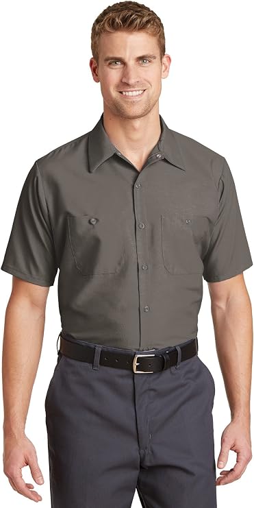 Red Kap Industrial Short Sleeve Work Shirt M Gray