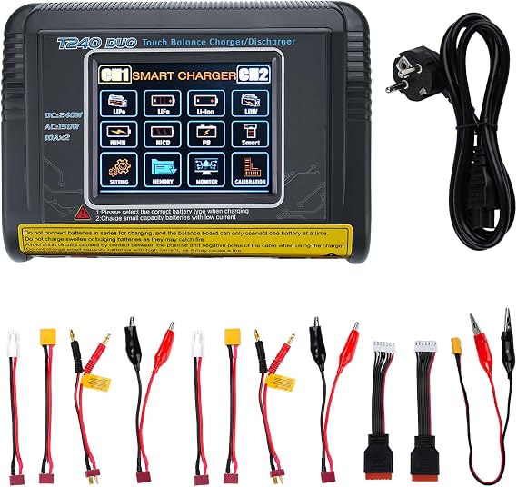 Buyweek T240 Lipo Charger Balancer 3.2 Inch Colour Screen Touchscreen Double Discharger AC150W/DC240W 10A High Precision Fast Charger RC Balance Charger for LiPo/Lilon/Life/NiMH/NiCd/PB/NiMH