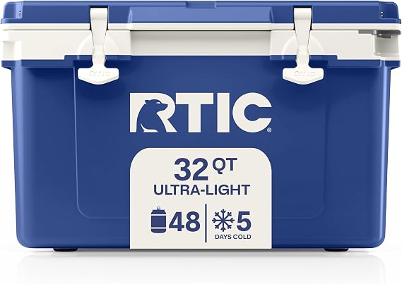 RTIC 32 QT Ultra-Light Hard Cooler | Portable Hard Ice Chest Box for Beach, Drinks, Camping, Picnic, Fishing, Boat, Barbecue, 30% Lighter Than Rotomolded