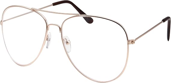 grinderPUNCH Womens XL Large Fashion Gold Aviator Clear Lens Glasses Oversized Non-Prescription