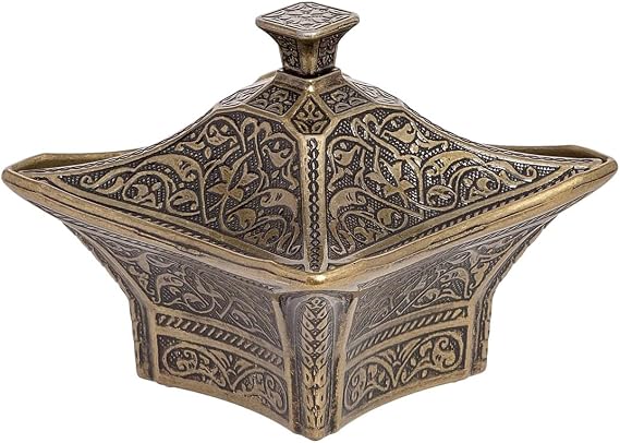 Alisveristime Big Square Zinc Alloy Sugar Bowl with Lid (Antique Green)