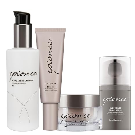 Epionce Dry, Sensitive, Normal Skin Routine with Cleanser, Serum, Moisturizer, Tinted SPF
