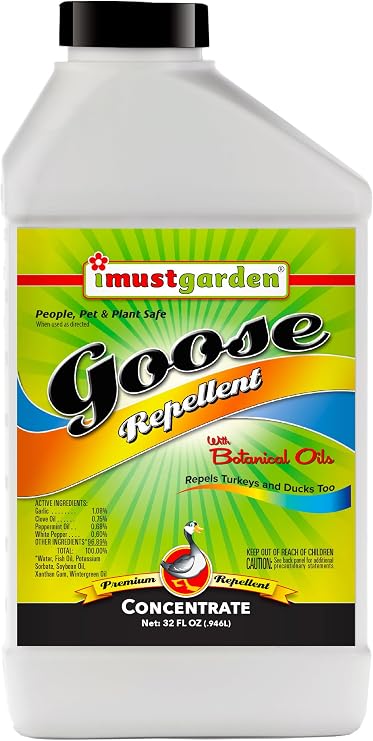 I Must Garden Goose Repellent: Protect Lawns/Lakefronts - 32oz Concentrate | Powerful All-Natural Formula - Repels Geese, Ducks, Turkeys - Safe for People, Pets, the Environment