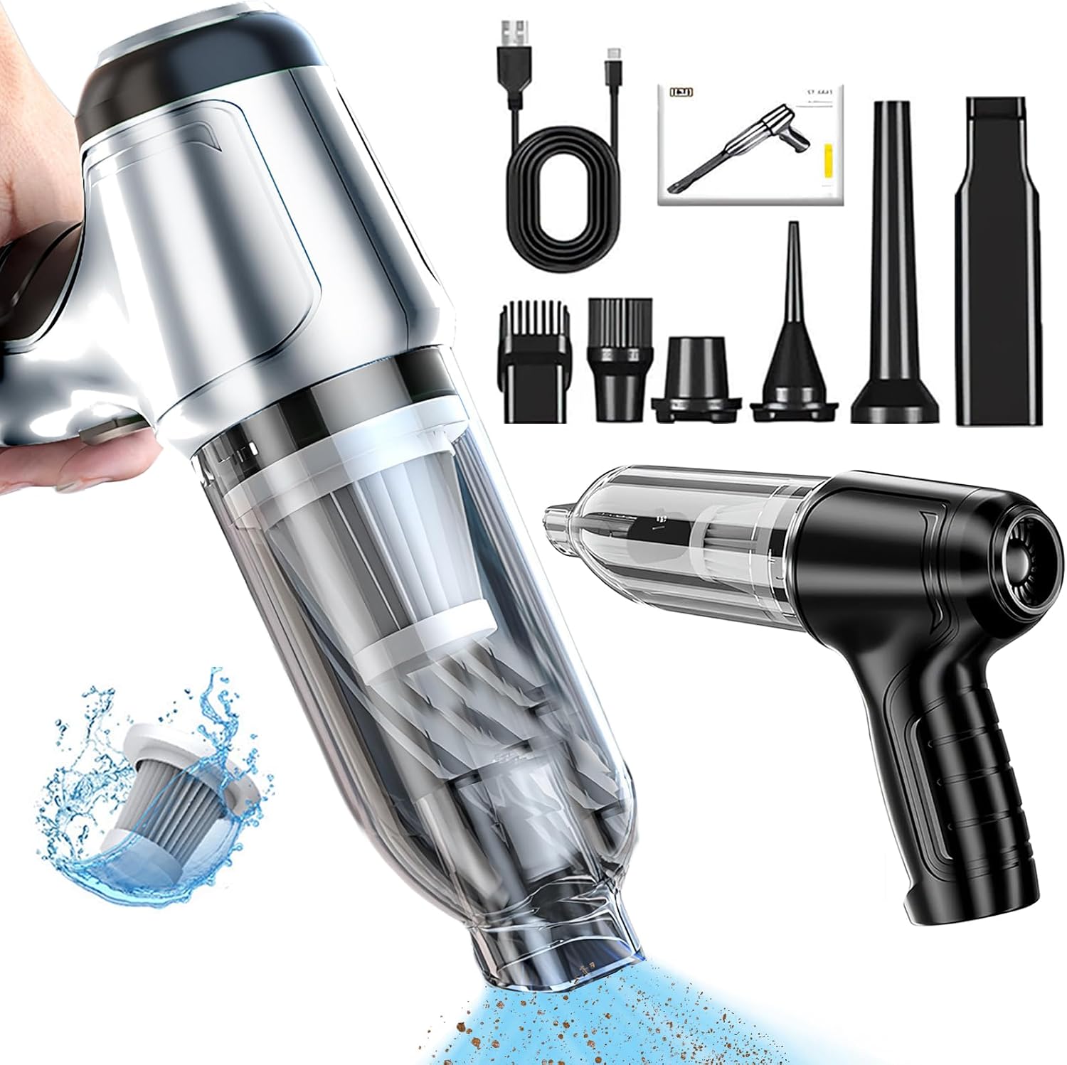 Arify Pro 2 Car Vacuum, Airfy Pro Car Vacuum, Car Vacuum Portable Cordless, Portable Vacuum for Car, Airfy Pro Car Vacuum, Household 12000pa High Power Compressed Air Duster Grey