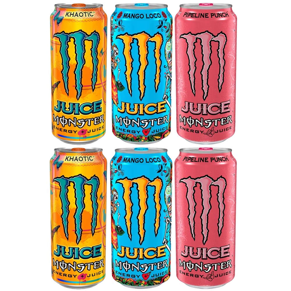 3 Flavor Variety Pack Juice Monster Energy, 16 oz Cans, Pack of 6