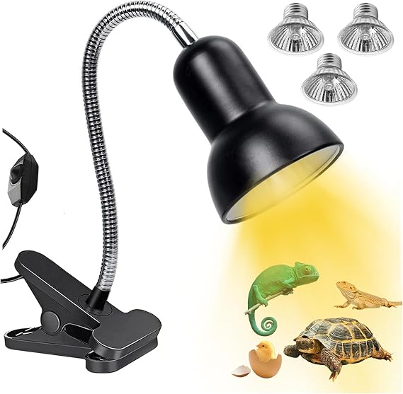 TOGETDREAM Schildkröte Wärmelampe Reptilien Terrarium Lampe Wärmelampe Terrarium mit 360°Schwenkklemme Clip 25 W 2 * 50 W Glühbirne UVA UVB-Wärmeheizung Schildkröte Schlange Eidechse usw Halogen