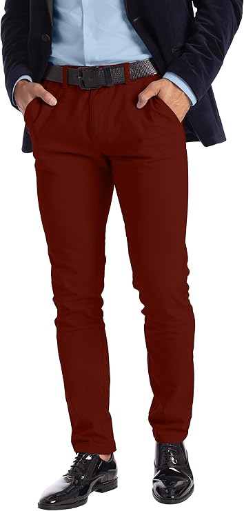 Alamo Men's Slim Fit Chino Pants, Breathable, Flat-Front, Classic