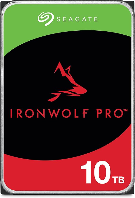 Seagate IronWolf Pro, 10 TB, Enterprise NAS Internal HDD CMR 3.5 Inch, SATA 6 Gb/s, 7,200 RPM, 256 MB Cache for RAID Network Attached Storage (ST10000NT001)