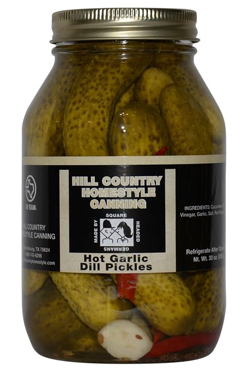 Bluebonnet Creek Farms Texas Hill Country Hot Garlic Dill Pickles 32 oz