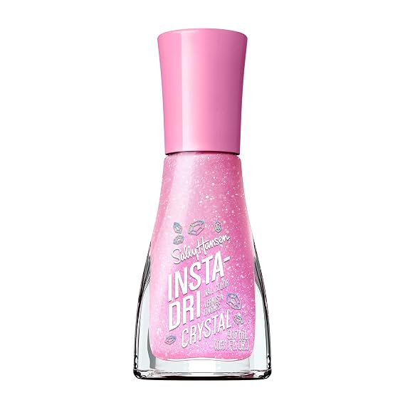 Sally Hansen Insta-Dri Crystal Nail Polish | Quick Dry, Long Lasting, Streak-Free Shine | Opaque, Shimmery | 118 Quartz Queen | Holographic Baby Pink Nail Color