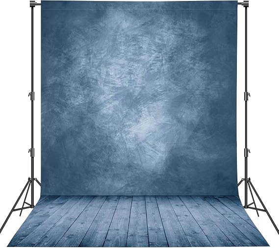 Professional Abstract Portrait Photography Backdrop,Wall with Wood Floor Backdrop for Kids Photography Baby Newborn Cake Smash Photo Shoots Hypoallergenic Fabric Photography Props(Blue-6x9ft)