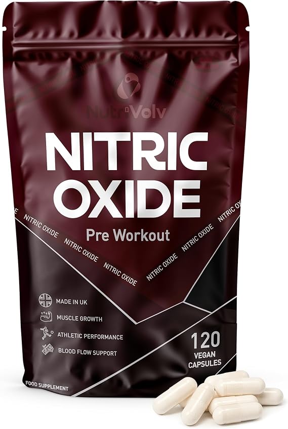 Nitric Oxide L-Arginine 100% Pre Workout Supports Athletic Performance and Muscle Building | 120 Capsules