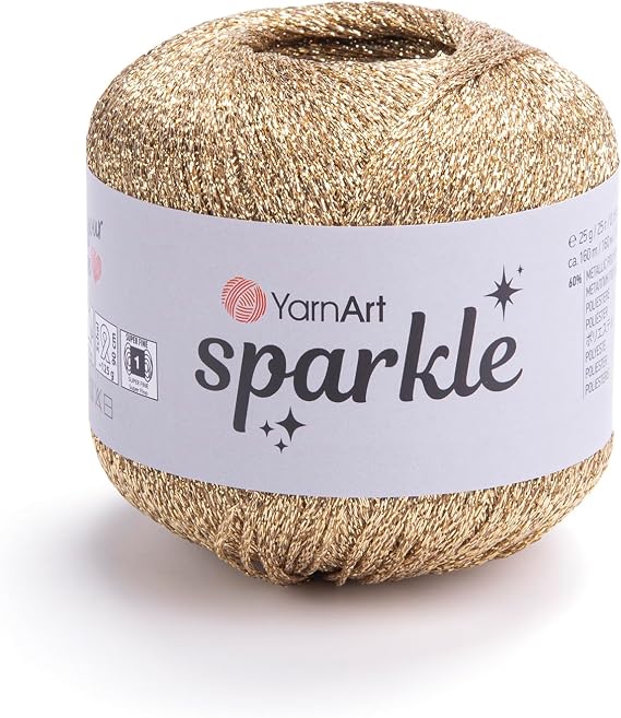 YarnArt Sparkle - Metallic Glitter Fine Lightweight Yarn for Crochet & Knitting, Amigurumi, Cardigans, Shawls, Bag Making, Soft Craft (1306)
