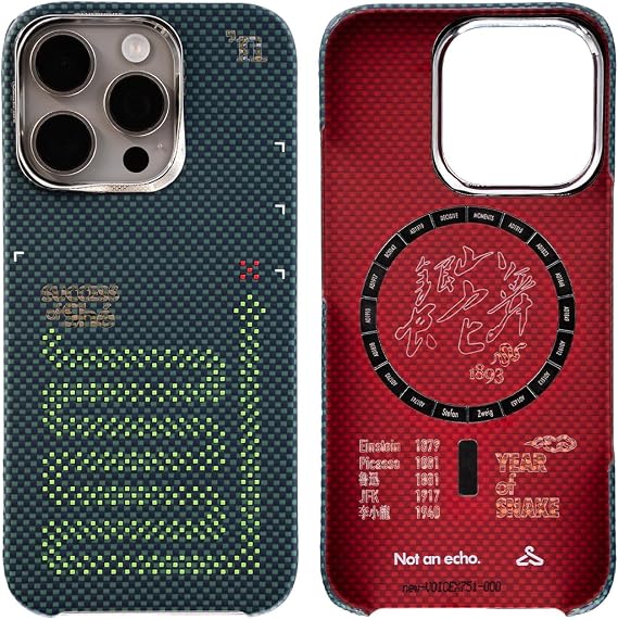 for iPhone 16 Pro Case 6.3 Inch,Compatible with MagSafe,Naked Magnet Structure,Ultra-Thin Vectran Spacesuit Fiber Case with Mobius Lens Ring,Green/Red,Success of She