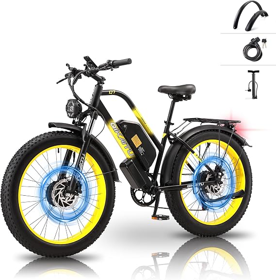 Electric Bike Peak 2000W Motor, UL Certified, 48V 22.4AH Removable Battery, 24" Fat Tire Ebikie All-Terrain, Aluminum Frame, Dual Hydraulic Suspension.LCD Display