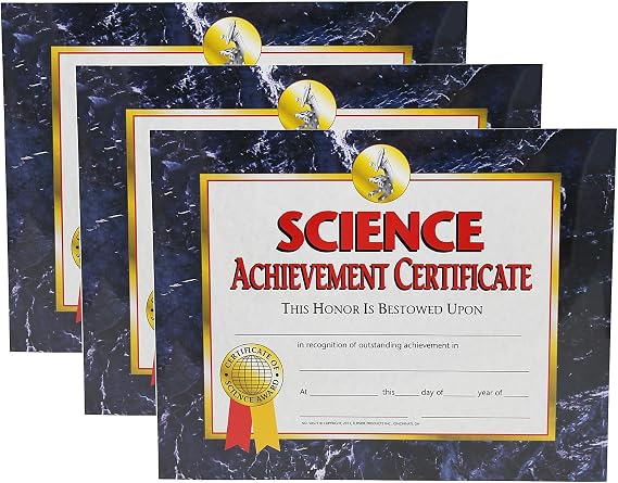 Flipside Hayes Publishing 8.5" x 11" Science Achievement Certificate, Multicolored, 30 Per Pack, 3 Packs (H-VA571-3)