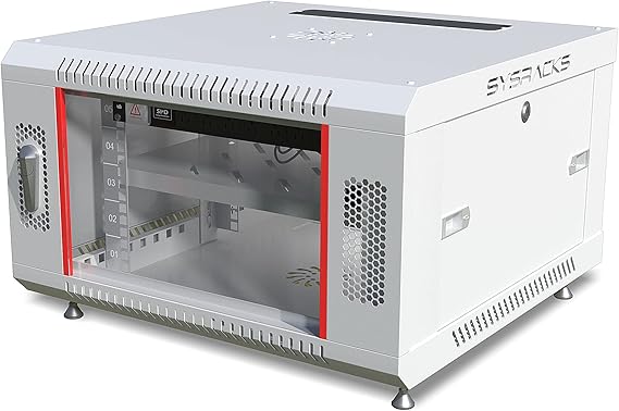 6U Wall Mount Server Rack Cabinet, 19 Locking Network Rack, 24 Deep, Glass Door, with Fan, PDU and Shelf