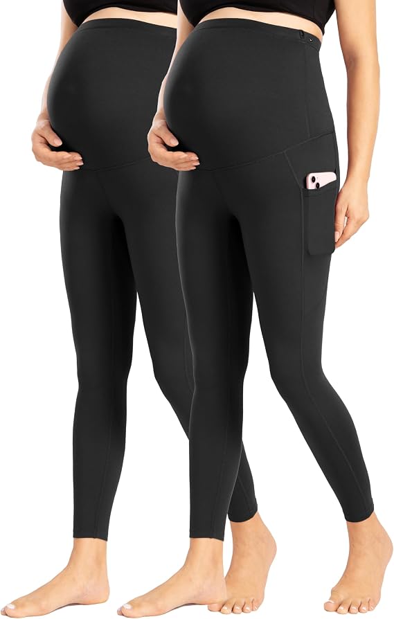 Enerful Maternity Leggings with Pockets Yoga Tights