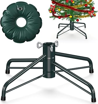 Hemndic Christmas Tree Stand for 4-6 Ft Artificial Trees, Universal Replacement Christmas Tree Base, Metal Folding Xmas Tree Stand Fits Artificial Tree Under 1.37 Inch Poles