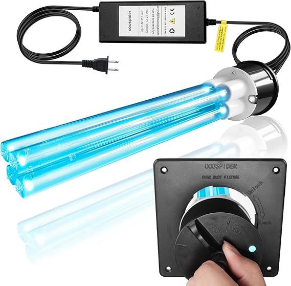 Powerful 80W HVAC Duct UVC Light with Ceramic Base, Dual H-Tube Design