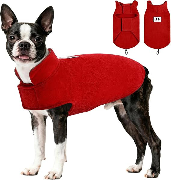 DENTRUN Reversible Dog Winter Coat, Windproof Polar Fleece Reflective Vest | Hook & loop easy on/off, sleeveless, XS-L for all breeds, warm reversible vest.