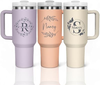 Ships Next Day, Personalized Tumblers 40 Oz with Names, Custom Stainless Steel Tumbler and Travel Coffee Mug with Lid and Straw, Lid and Straw Engraved Cups for Gifts or Everyday Use by Foma Family