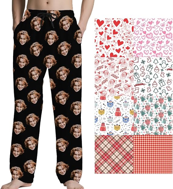 Custom Pyjama bottoms personalised lounge wear With Photo Text Customized Funny pyjamas set For Men Women Add Your Design photo of the couples face pjs sets gifts