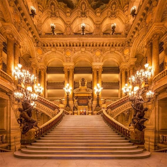 Yeele 10x10ft Paris Opera Theatre Backdrop for Photography French Palais Garnier Staircase Gold Hall Concert Background Baroque Staircase Entry Kids Adult Photo Booth Shoot Vinyl Studio Props