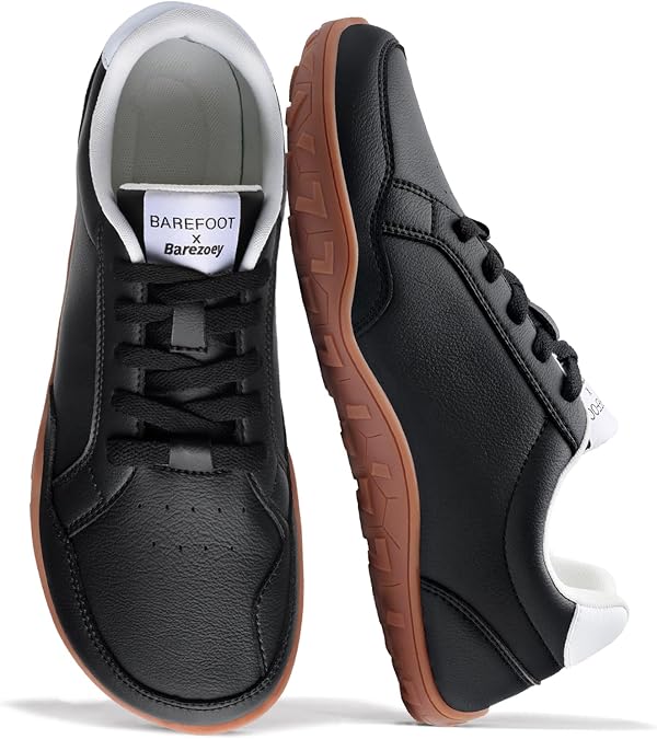 Minimalist Leather Barefoot Shoes Men Sneakers, Wide Toe Box Shoes Mens