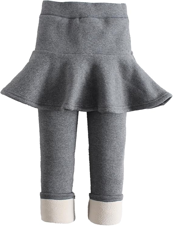 LOLANTA Girl Fleece Lined Leggings with Skirt Warm Winter Pants 2-12Y