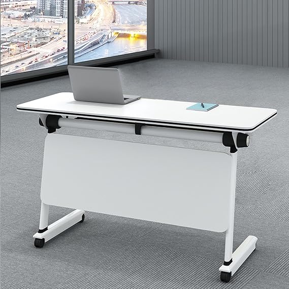 Mobile Desk Flip Top Mobile Training Table With Lockable Wheels,Folding Conference Room Table,Conference Table Foldable Meeting Tables,Flip Top Mobile Training Table,for Home Office Classroom(1 pack,4
