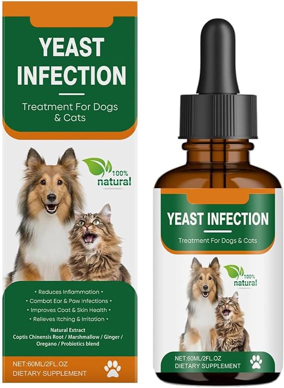 Natural Yeast Infection Treatment for Dogs & Cats, Itchy Skin & Ear Relief