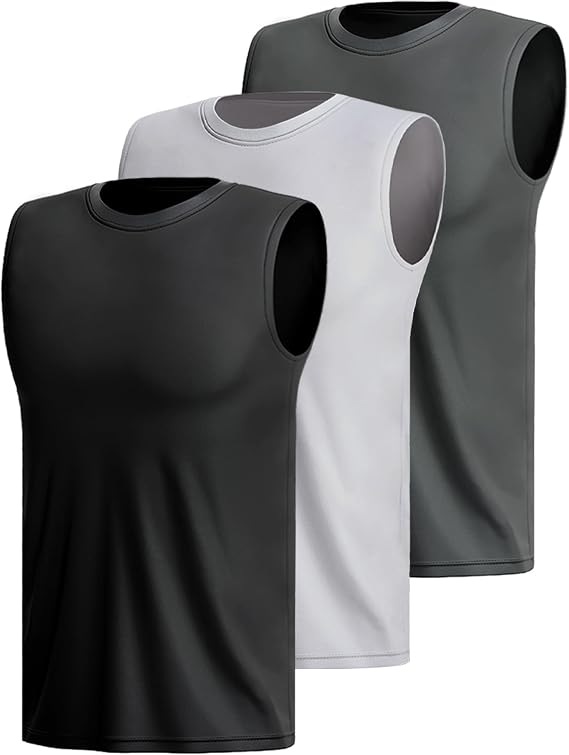 Men's Sports Vests Sleeveless Shirt Fitness Underarm Shirt Quick-Drying Muscle Shirt Breathable Running Shirt Functional Gym Shirt Multipack Pack of 3/5