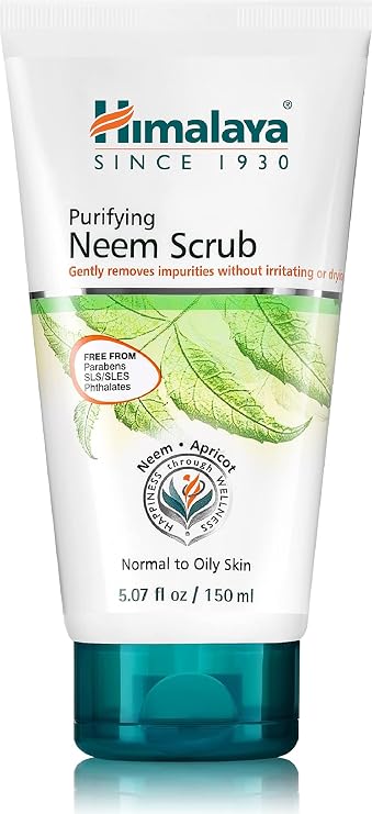 Himalaya Purifying Neem Scrub with Neem and Apricot, For Normal to Oily Skin, Free from Parabens, SLS, and Phthalates, Dermatologically Tested, 150 ml (5.07 oz)