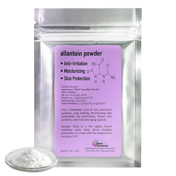 Allantoin Powder Cosmetic Grade 1 Oz / 28 Grams - Organic Allintoin for DIY Emulsion Cream Lotion Skin Care - Hydrates & Promotes Exfoliating Dry Skin Ideal for Skincare by Talsen Chemicals