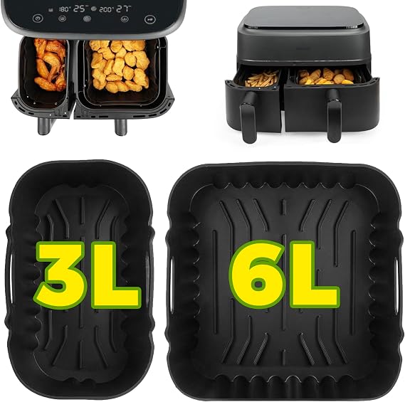 Pietuley Pack of 2 Silicone Mould Hot Air Fryer Accessories for Philips Steam Dual Basket Airfryer 3000 Series 6L/3L Philips Airfryer Baking Mould Accessories for 3000-5000 Series 9L Air Fryer