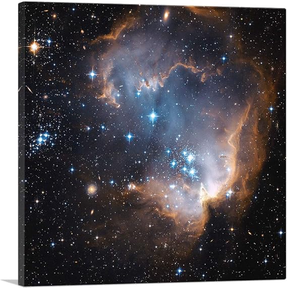ARTCANVAS Hubble Telescope New Stars Shed Light on the Past N90 Canvas Art Print Stretched Framed Painting Picture Poster Giclee Wall Decor - 12" x 12" (1.50" Deep)