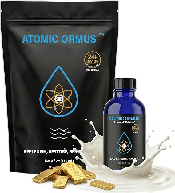 Liquid Monoatomic 24k Gold ORMUS 4oz, 24k Gold Platinum Iridium ORMUS, Energetically Enhanced, Memory, Energy, Stamina & Vitality, Vegan Supplement