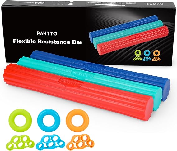 9 PCS Flexible Therapy Bar,Grip Strength Trainer,Hand Gripper Strengthener | Physical Therapy Bar for Tennis Elbow, Wrist, Forearm & Hand Exercise for Strength, Improve Grip Strength and Relieve Pain
