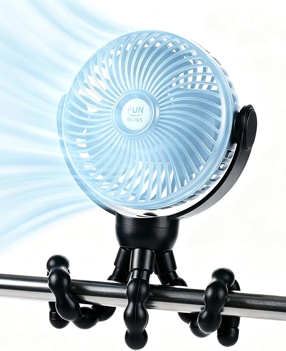 funbliss Portable Stroller Fan,4000mAh Rechargeable