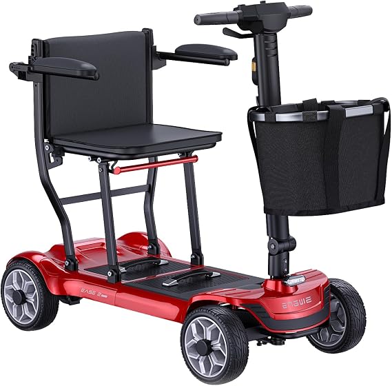ENGWE Ease 2 Pro Mobility Scooter for Seniors, 384Wh Lithium Batteries &15 Miles Long Range, 42 lbs Lightweight Folding Motorized Scooter for Air Travel Friendly with Basket (Red, Single Battery)