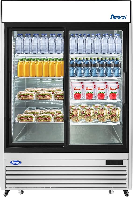 Atosa Commercial Stainless Steel Glass Door Refrigerator Merchandiser