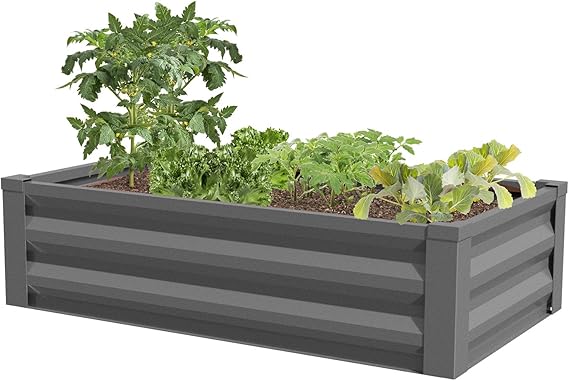 Greenes Fence Antique Iron Powder-Coated Metal Raised Garden Bed Planter 24" W x 48" L