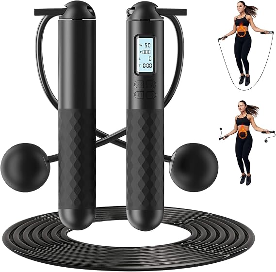Cordless Skipping Ropes for Adults, Skipping Rope with Counter Wireless Skipping Rope Smart Digital Gravity Ball Jump Rope Jump Rope Machine Skipping Ropes for Fitness Exercise
