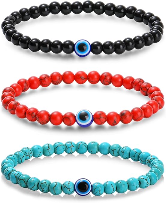Blue Evil Eye Bracelets for Men Women-Triple Protection Bracelet | Mal de Ojo Beaded Bracelet,Lucky Turkish Nazar Amulet Spiritual Jewelry,Empath Protection Gifts for Birthday Christmas