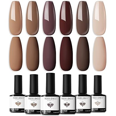 modelones Gel Nail Polish Set - 6 Colors Winter Fall Skin Tone Nude Gel Polish Brown Beige Khaki Nail Gel Polish Set Neutral All Skin Tones Soak Off French Nail Art Manicure DIY Home Salon Gift